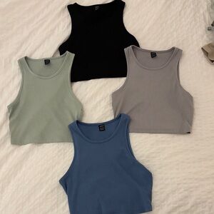 Women's Sleeveless Crop Tops - Black, Gray, Blue, Green